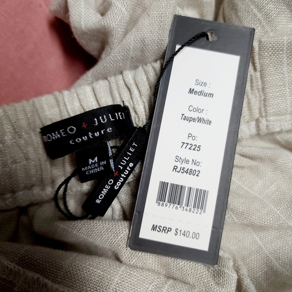 NWT ROMEO & JULIET size Md Linen Overall Jumper Natural Fabric Breathable - Picture 8 of 8